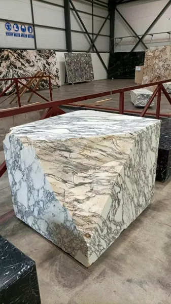 Stone spheres, planters and benches