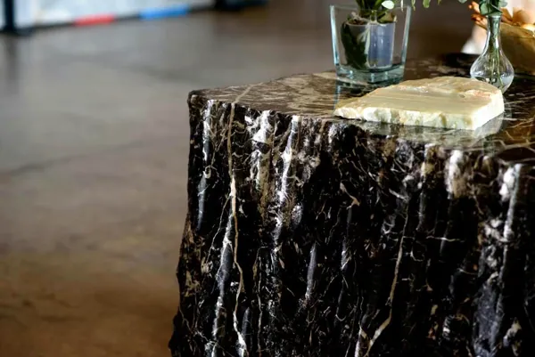 Tables, stools and planters from raw blocks
