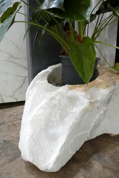 Tables, stools and planters from raw blocks