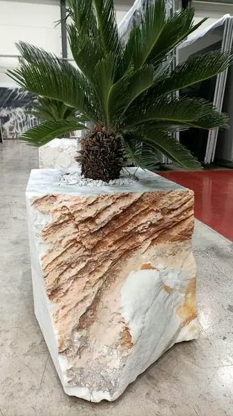 Tables, stools and planters from raw blocks