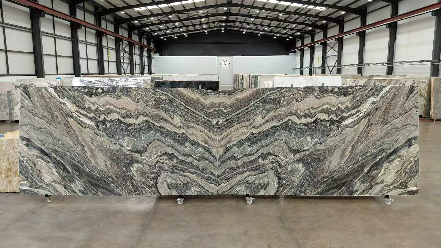 Cipollino Marble: real slab in our warehouse