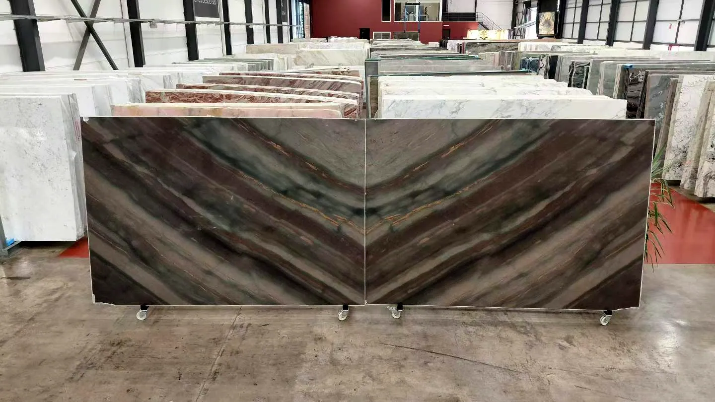 Elegant Brown Quartzite: real slab in our warehouse