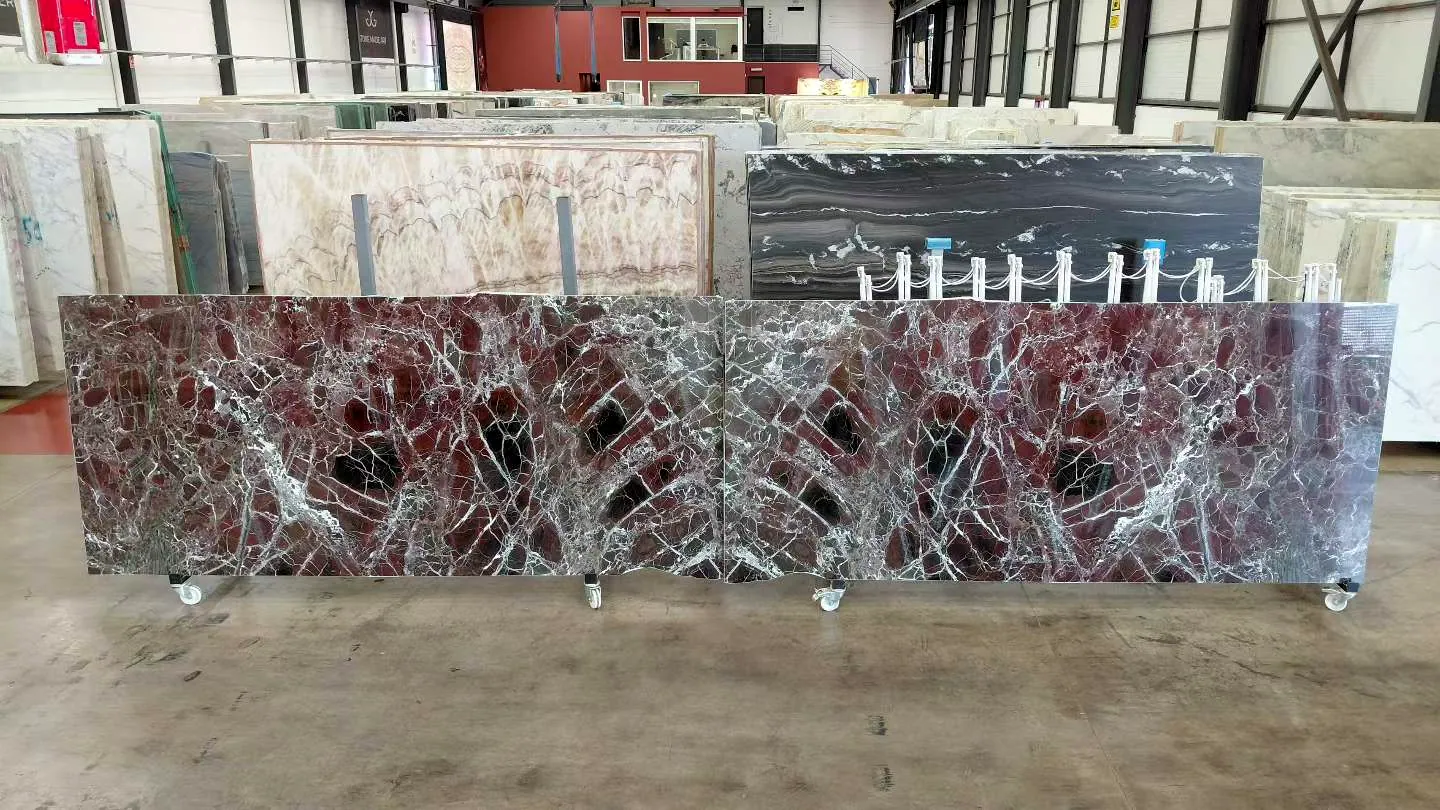 Rosso Lepanto Marble: real slab in our warehouse